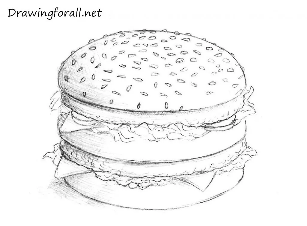 how to draw a hamburger step by step