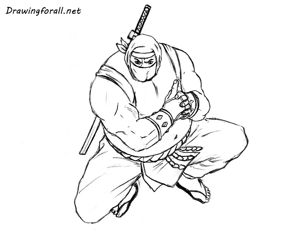 How to draw a sumo ninja with a pencil step by step