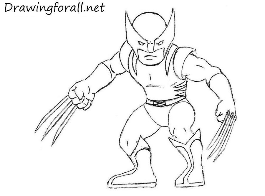 how to draw cartoon wolverine with a pencil