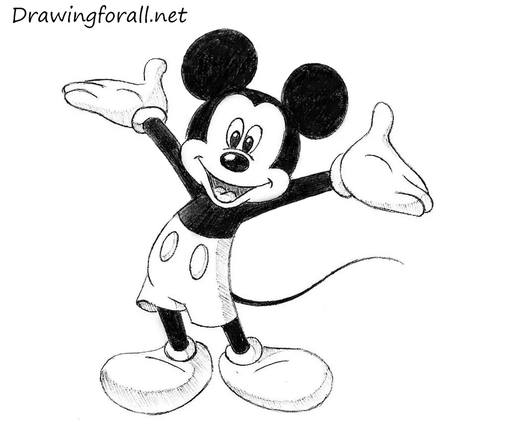 how to draw mickey mouse