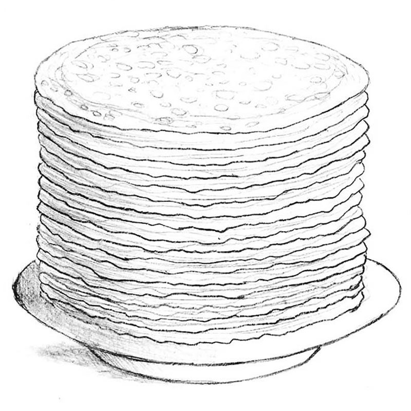 Premium Photo  Drawing of a stack of pancakes on a saucer with honey  generative ai