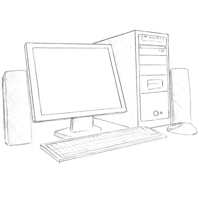 Sketch style desktop icons set doodle objects  CanStock