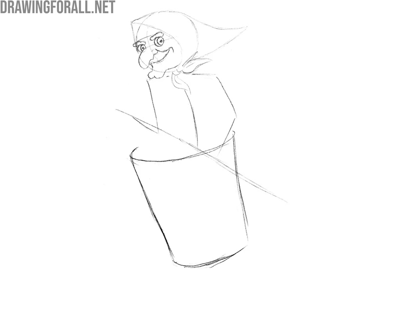 Add the hooked nose and sinister smile