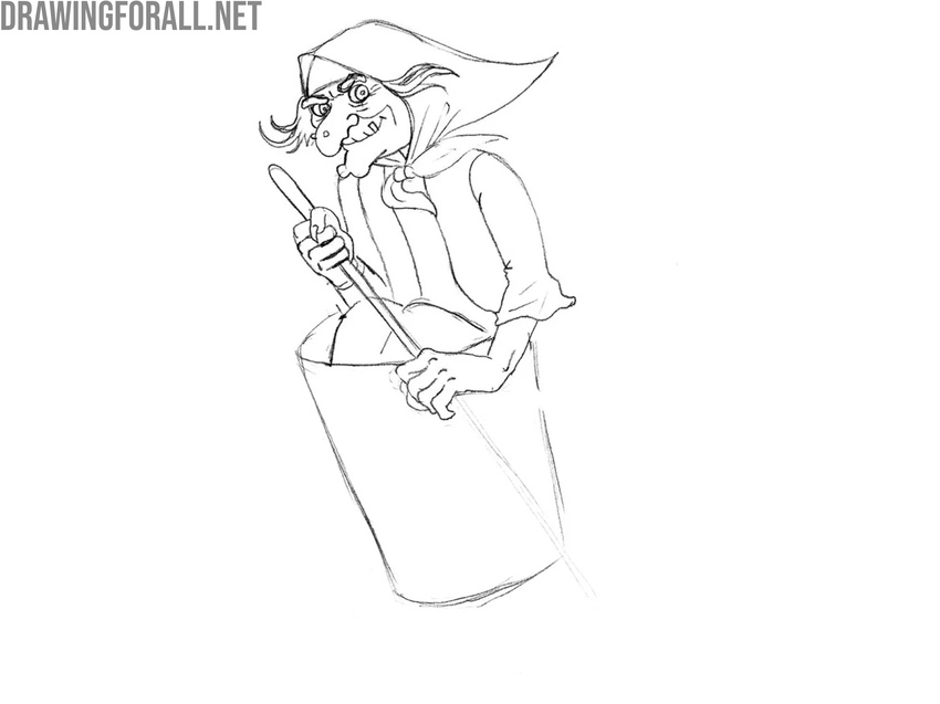 Draw the vest, sleeves and hands