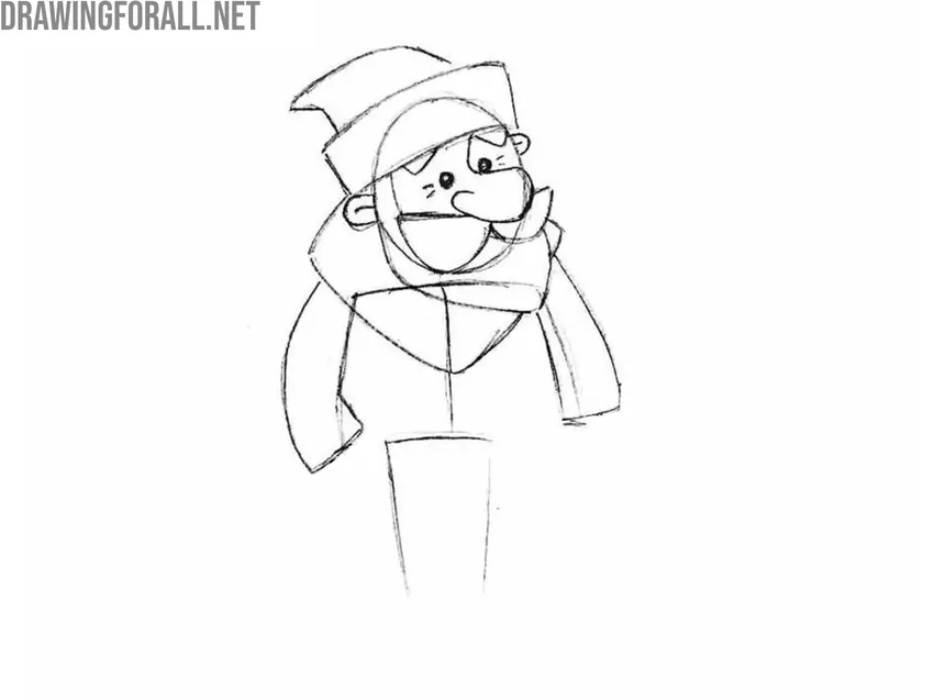 Mark the collar and sleeve shapes