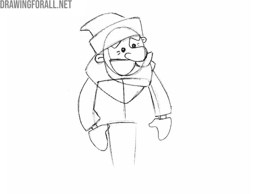 Draw the cartoon mittens of Ded Moroz