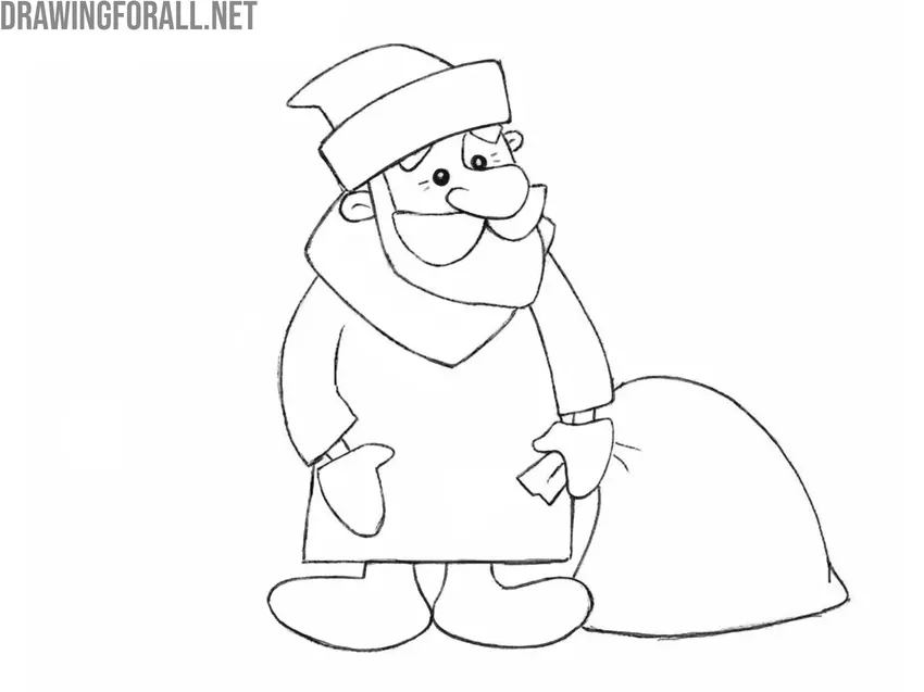 Erase guidelines and draw the gift bag