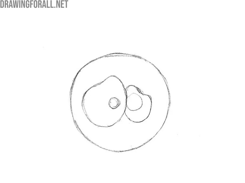 Draw the large cartoon spider eyes