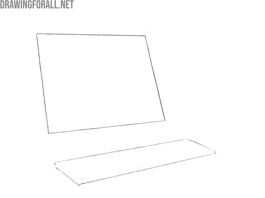 Draw the keyboard beneath the monitor