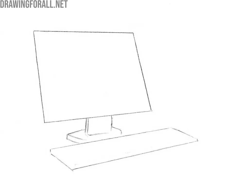 Sketch the monitor stand and base
