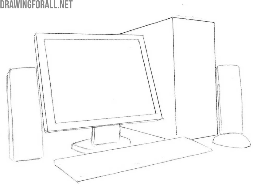 Draw the computer speakers and mouse