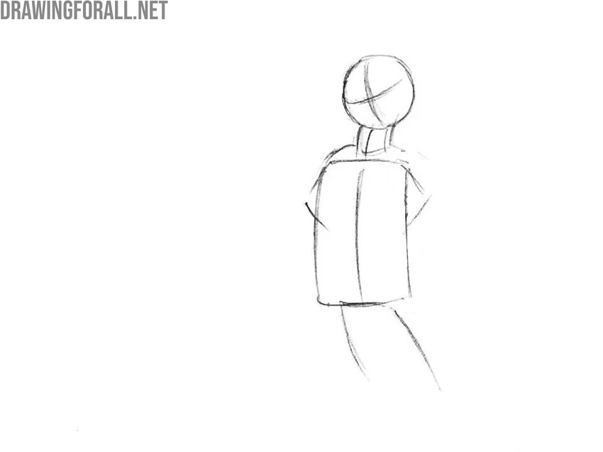 Sketch the facial guidelines and torso