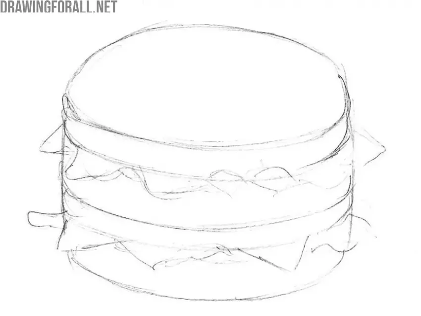 Draw lettuce and cheese shapes