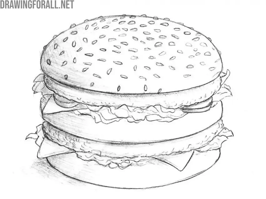 Draw dimensional shadows on the hamburger