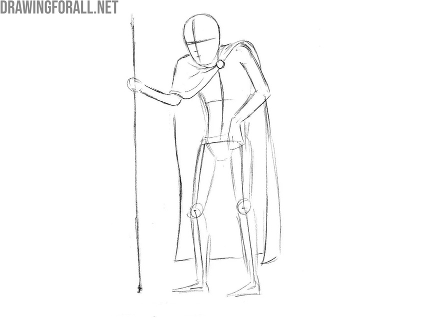 Mark facial guidelines and outline the cape