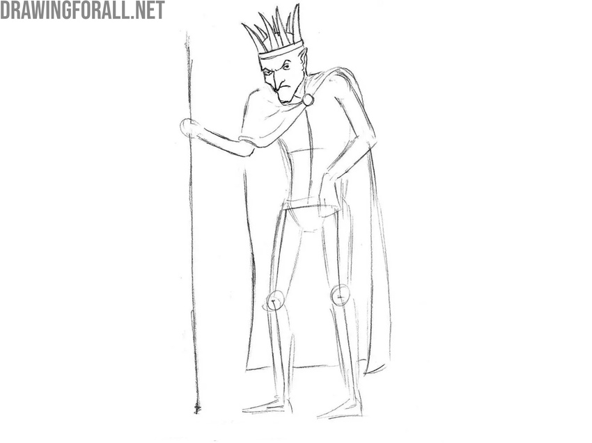 Draw out the head and crown of Koschei