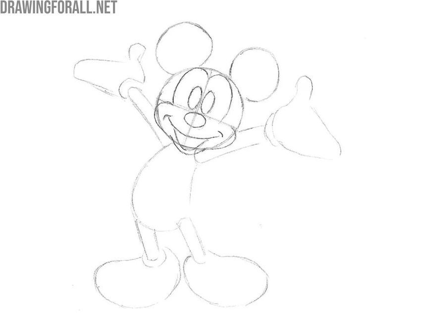 Draw the face of Mickey Mouse