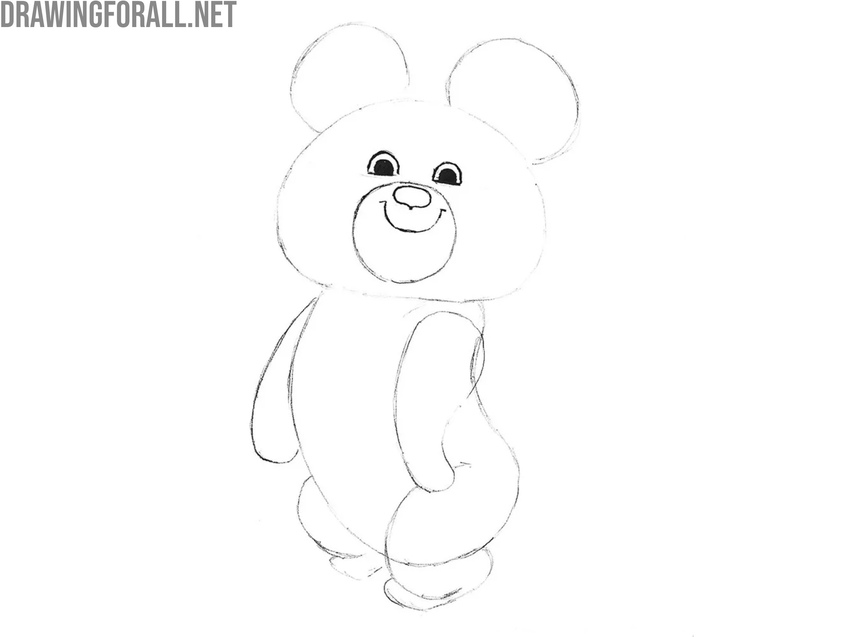 Add the curved mouth and nose