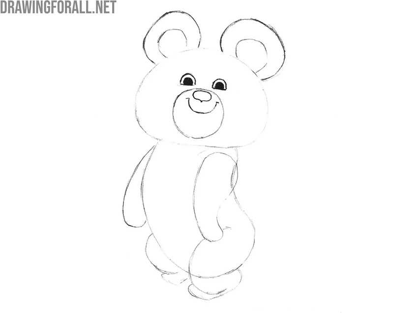 Trace the bear ears with dark lines