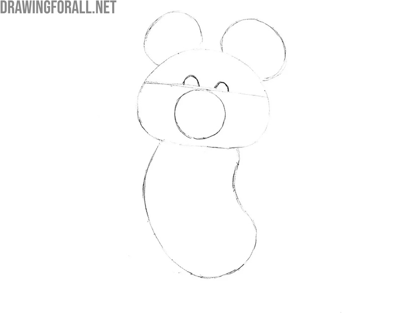 Draw the torso of the Olympic Mishka