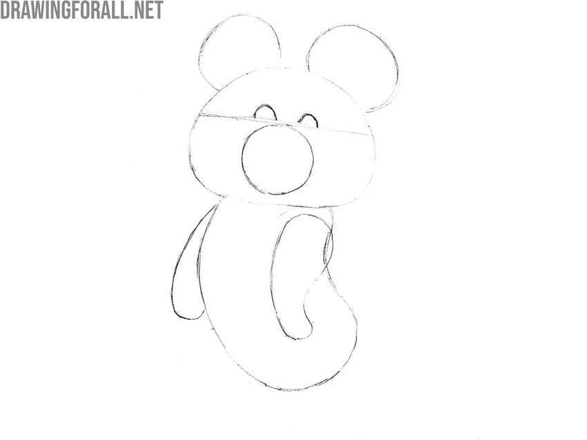 Sketch the oval arms of the bear