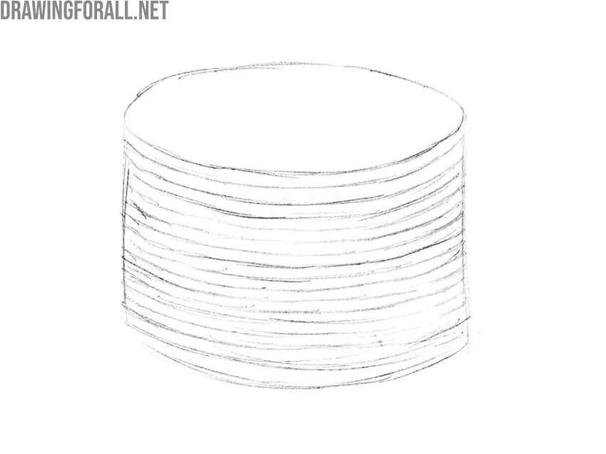 Draw the curved pancake edges
