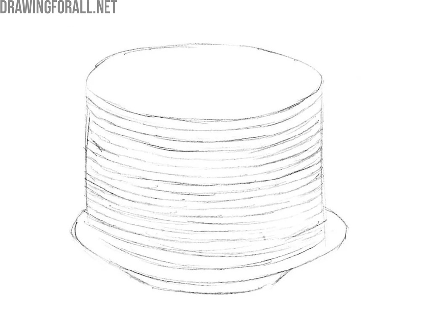 Draw the plate under the pancakes