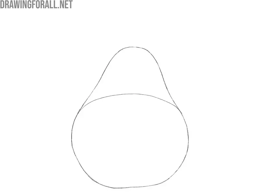 Draw the upper pear section