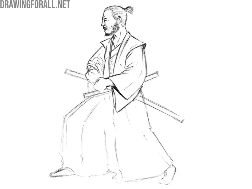 Detail the kimono and vest of the warrior