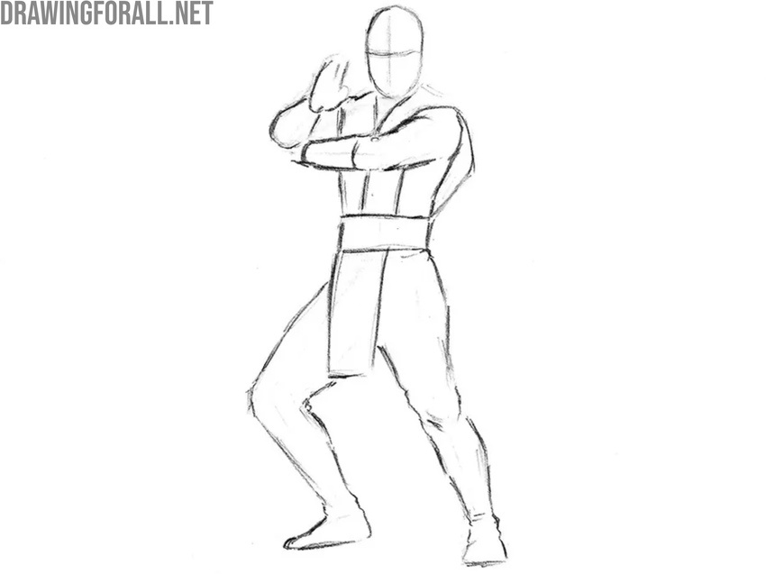 Draw the lower kataginu and refine the legs