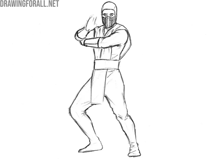 Draw the head of Scorpion in detail