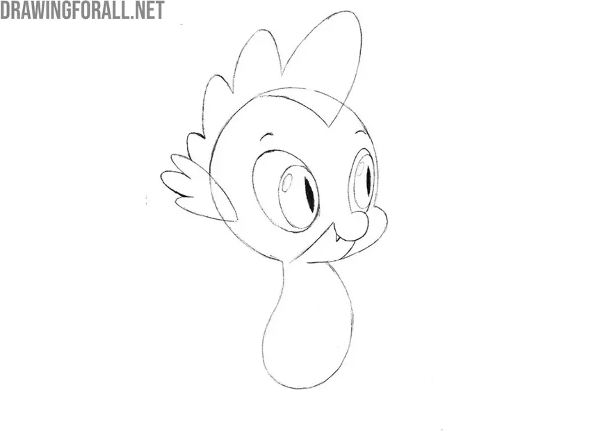 Sketch the crest, tooth, and eyebrows