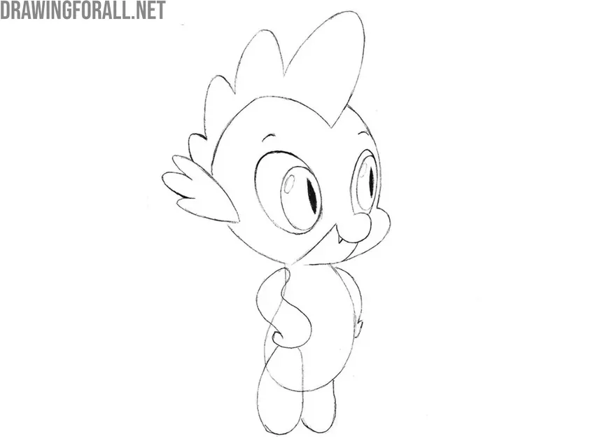 Draw the arms and legs of Spike