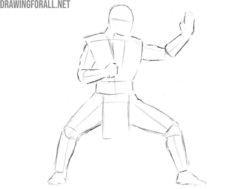 Sketch the ninja legs and feet