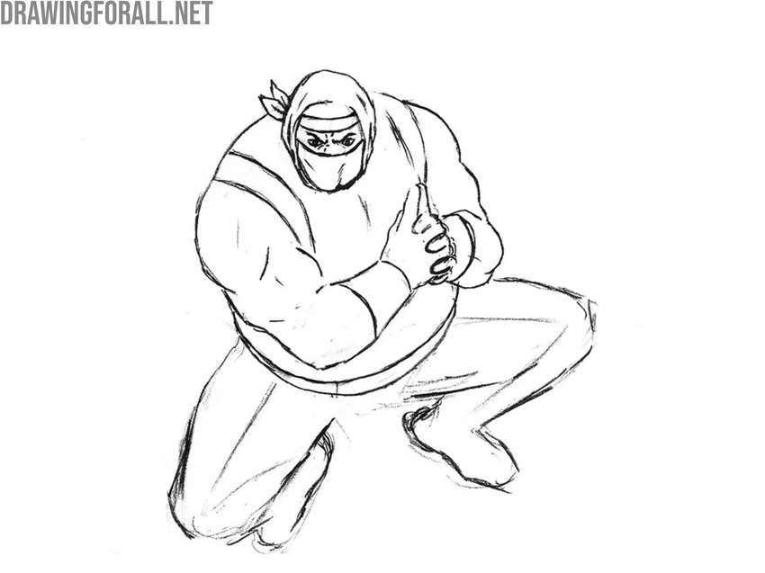 Draw the sumo ninja mask in detail