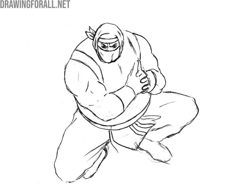 Draw the sumo loincloth and pants