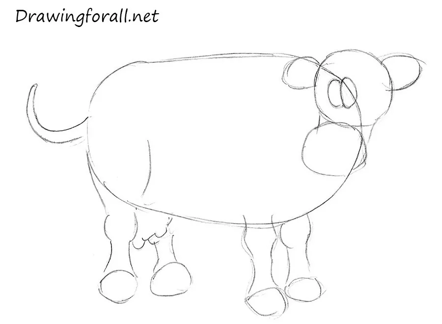 how to draw a cow for kids