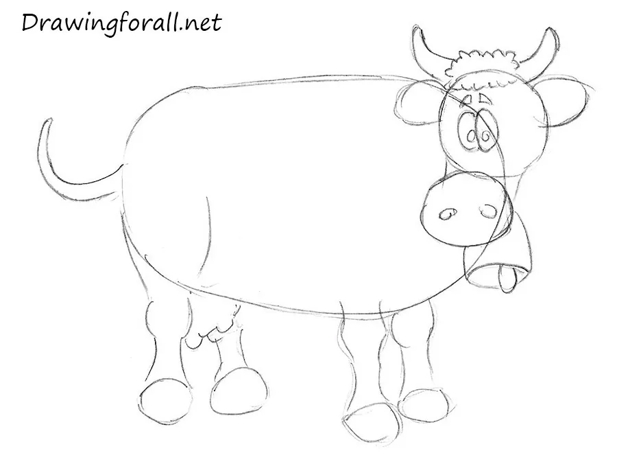 how to draw a cow for children