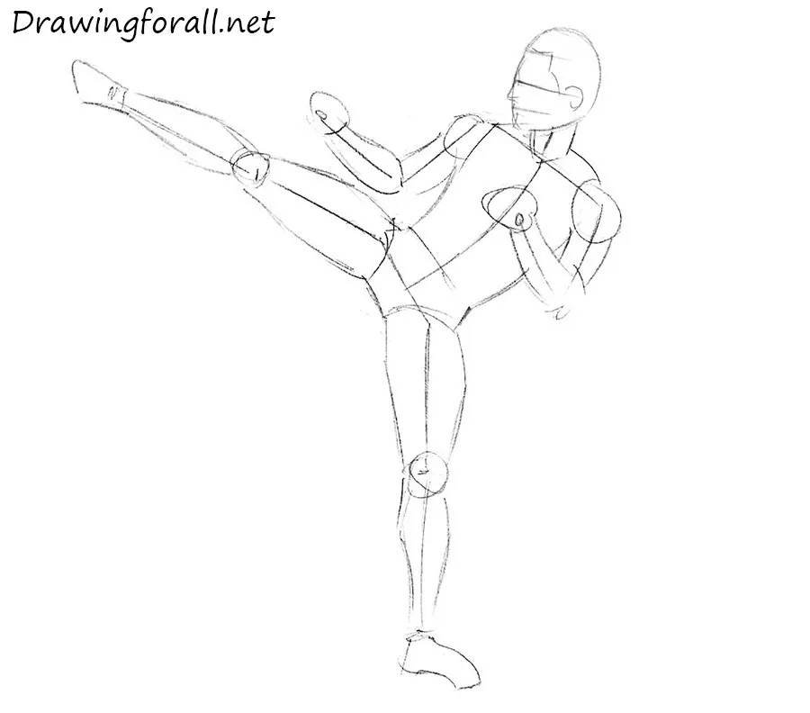 how to draw a karate fighter with a pencil