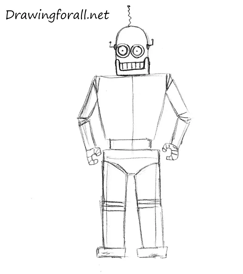 Robot Drawing Tutorial - How to draw Robot step by step