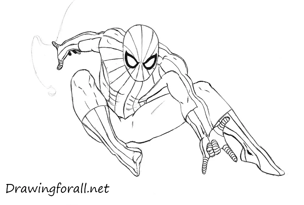 how to draw spider man with a pencil