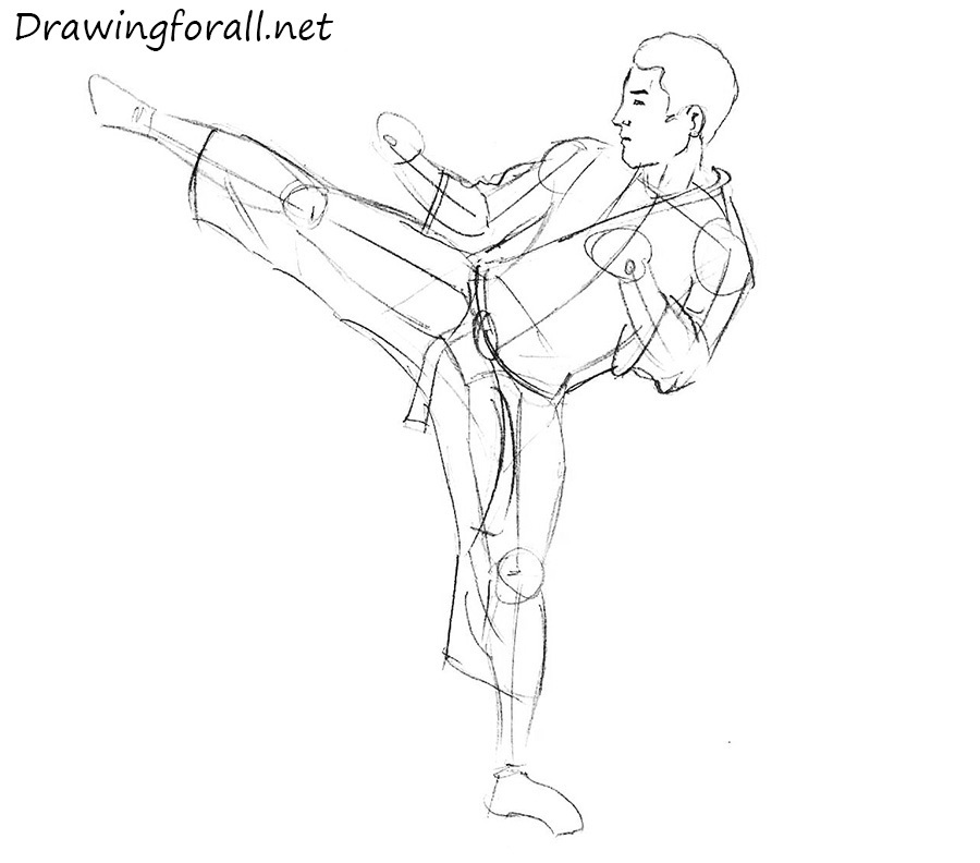 how to draw a karate fighter for beginners