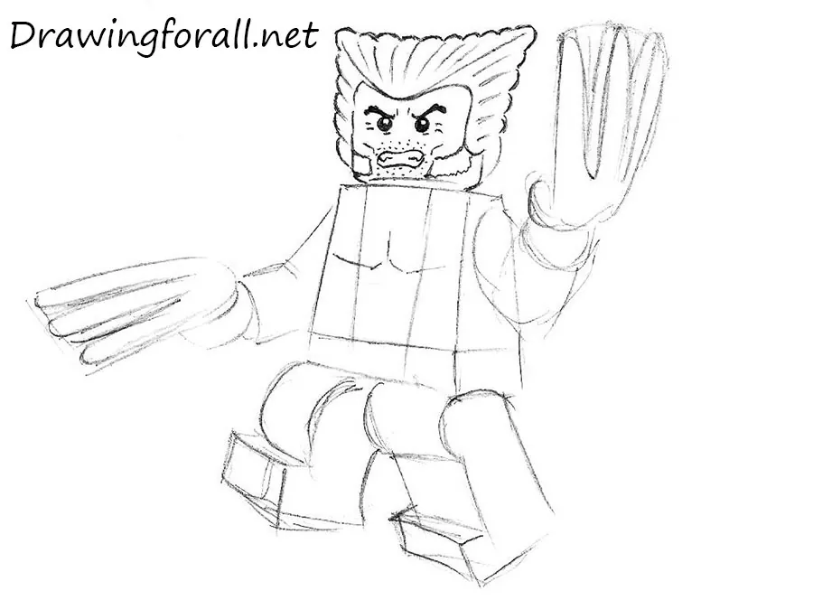 how to draw lego wolverine step by step