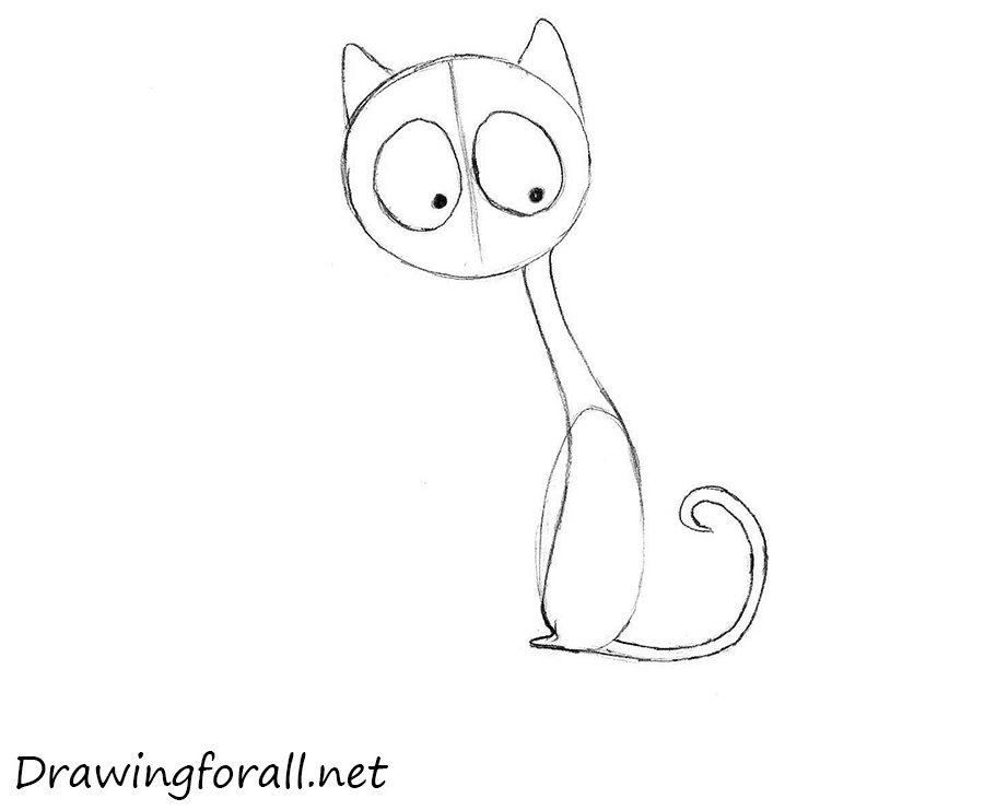 how to draw a cartoon cat for kids
