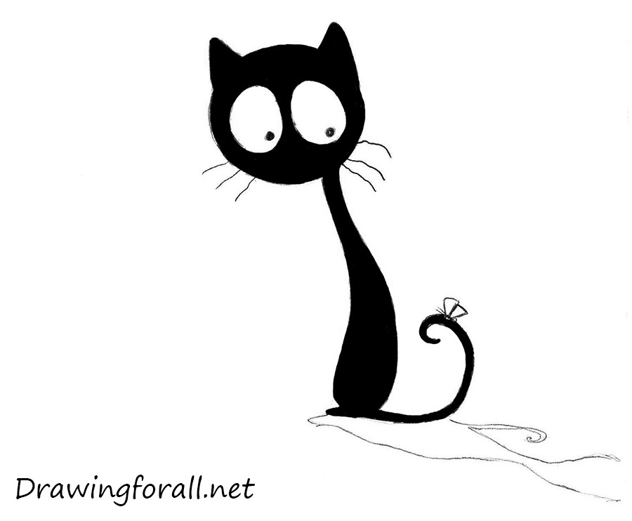how to draw a cartoon cat for children