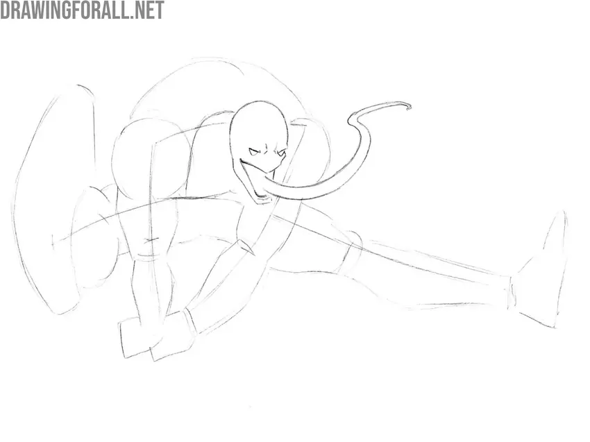 Sketch the lower jaw and tongue