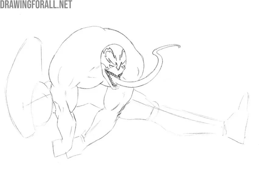 Refine the symbiote torso muscles and arms