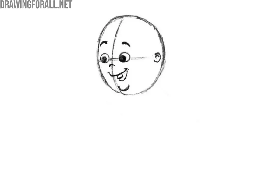 Sketch the nose, ear, and smile