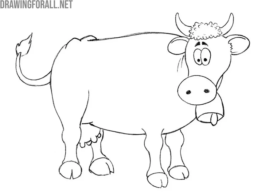 Outline the cartoon cow hind legs
