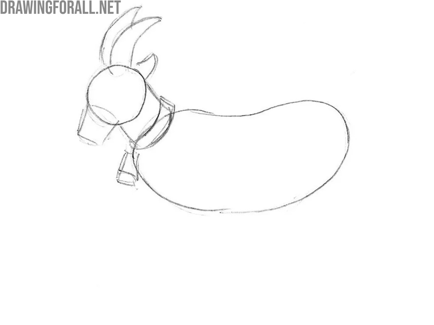 Sketch the horns, muzzle, and collar